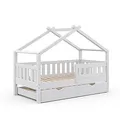 VitaliSpa Hausbett Design, Weiß, 80x160 cm mit Gästebett, geeignet als Spiel- und Schlafbereich für Kinder
