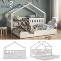 Kinderbett Babybett Hausbett Gästebett Lattenrost 160x80 Design Weiß VitaliSpa