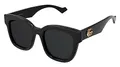 Gucci Quadratische Sonnenbrille, schwarzer Rahmen, dunkle GG-Logo, goldfarben