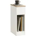 SoBuy Schmaler Nachttisch Beistelltisch mit Schublade 20x60x35cm Weiß FBT111-WN