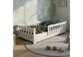 Juskys Kinderbett Naya, 90x200 cm Bodenbett aus Holz, mit Rausfallschutz & Lattenrost