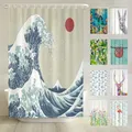 arteneur® - Japan Welle - Anti-Schimmel Duschvorhang 180x200 - Recycelt mit Öko-Tex Standard 100 - Beschwerter Saum, Blickdicht, Wasserdicht, Waschbar, 12 Ringe & E-Book
