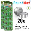 20x AG13 LR44 PoundMax Alkaline Knopfzellenbatterie A76, G13, L1154, SR4  1,5V