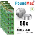 50x AG13 LR44 PoundMax Alkaline Knopfzellenbatterie A76, G13, L1154, SR4  1,5V