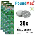 30x AG4 376/377 LR66 SR626 SR626SW 1,5 V PoundMax Alkaline Knopfzellenbatterien