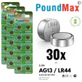 30x AG13 LR44 PoundMax Alkaline Knopfzellenbatterie A76, G13, L1154, SR4  1,5V