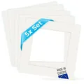 PHOTOLINI Passepartout 15x15 aussen für 10x10 innen, 5X säurefrei 1,5 mm Passepartout Karton Creme-Weiß, alterungsbeständige Schrägschnitt - Passepartouts, Präsentation & Schutz von Bildern und Fotos