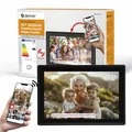 Denver PFF1021 Digitaler Bilderrahmen WiFi 10.1 Zoll, Elektronischer Bilderrahmen 16GB mit FRAMEO App, IPS Touchscreen, Auto-Rotate, Micro SD Slot, Schwarz