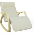 SoBuy Schaukelstuhl Schaukelsessel mit Verstellbarer Fußstütze Beige FST16-W