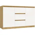 Kommode 2 Türen 3 Schubladen Artisan/Weiss - Braun