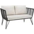 Tectake Garten Loungesofa Sundo Rundes Polyrattan Im Rope Design Dicke Des Sitzpolsters 8 cm  67 x 131 x 71 cm Anthrazit
