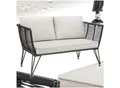 tectake® Garten-Loungesofa, rundes Polyrattan im Rope-Design, abnehmbare Polyesterbezüge, 131 x 67 x 71 cm