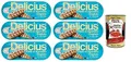 6x Delicius Filetti di Sgombro Grigliati al Naturale,Natürliche Gegrillte Makrelenfilets,reich an Omega 3,Hochwertiger Blauer Fisch,110g Dose + Italian Gourmet Polpa di Pomodoro 400g Dose