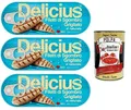 3x Delicius Filetti di Sgombro Grigliati al Naturale,Natürliche Gegrillte Makrelenfilets,reich an Omega 3,Hochwertiger Blauer Fisch,110g Dose + Italian Gourmet Polpa di Pomodoro 400g Dose