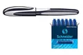 Schneider Patronenroller Ray (Tintenroller mit Edelstahlspitze, inkl. 1 + 6 Tintenpatronen blau, Made in Germany) (blau/grau)