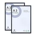 A3 schwarze Bilderrahmen-Massivholzrahmen mit Perspex front für die Wandmontage, 29,7 x 42 cm Fotorahmen/Malrahmen / Posterrahmen / a3-Zertifikatrahmen für Wanddekoration und Wohnkultur, 2er-Set