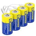 EEMB D Batterien 1.5V Wiederaufladbare D Batterien Wiederaufladbare Lithium D-Zellen Batterien USB Typ C Ladekabel LR20 Ersatzbatterie für Taschenlampe - 4er Pack