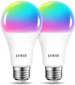 Smart Wifi Led Birne Geführte Birne 12W RGB A70 Bunte Fernsteuerungslampe Bluetooth Glühbirne E27 1521LM via App Dimmbar, kompatibel mit Google Assistant und Amazon alexa Echo und Echo Dot, 2pack