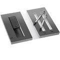 LAMY logo Set 899 aus rostfreiem Edelstahl in mattschwarz: Kugelschreiber 205 Großraummine LAMY M 16 schwarz und Druckbleistift 105 mit Feinstrichmine LAMY M 40 (0,7 mm) inkl. LAMY Lederetui schwarz