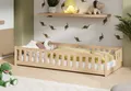 Kids Collective Kinderbett Bodenbett mit Rausfallschutz & Lattenrost Montessori Betten Kinder, Jugendbett Einzelbett Kiefer Natur 80x160 cm