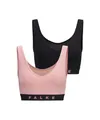 FALKE Damen Bustier Daily Comfort Multipack W Bu Baumwolle atmungsaktiv 2 Stück, Mehrfarbig Black Light Pink 0030, S