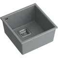 QUADRON Spülbecken 1-Becken Spüle | Größe: 41 x 42 x 22,5 cm | DAVID 40 | Küchenspüle Granitspüle aus GraniteQ mit Siphon | Grau & Stahl - Grau