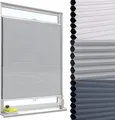 WOLTU Wabenplissee ohne Bohren verdunkelung Thermo Doppelplissee Klemmfix Zweifarbig 65x220cm Grau-Weiß, Plissee Faltrollo Sonnen-, Sicht- & Schallschutz, Jalousie Plisseerollo für Fenster & Tür