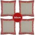 4er Set Kissenbezug Handgefertigt Frisia Rot 50x50cm - Boho Deko