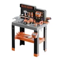 Smoby – Black+Decker Pro Werkbank für Kinder - 79 Zubehörteile wie Säge, Schraubendreher, Schraubzwinge, Fahrzeugbausatz, Akkuschrauber - hergestellt mit Recyclingmaterial, für Kinder ab 3 Jahren