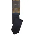 VENTI Herren Krawatte 6cm Einstecktuch Set-2-tlg Seide gewebt Blau
