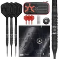 Target Darts Star Wars Darth Vader Steeldarts aus 95% Tungsten, 22 g, mit schwarzen Swiss Storm Points, roten und schwarzen K-Flex-Flights und -Schäften, Swiss-Tool und Takoma-Etui.