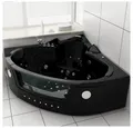 DEKO VERTRIEB BAYERN Whirlpool-Badewanne Luxus LED Whirlpool Badewanne SET 140x140 cm BLACK +Heizung+Hydrojet +