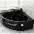 Luxus SPA LED Whirlpool Badewanne Black 140x140 cm+Armatur+Hydrojet+Heizung 2025