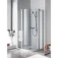 Kermi IBIZA 2000 Viertelkreis-Duschkabine Schwingtür mit Festfeldern I2 S1R/L 2000 BV: -985-885 Silber Mattglanz ESG klar Clean
