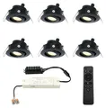 hoftronic LED Mini Einbaustrahler 3W 200lm 2700K IP44 Schwarz 6er Set