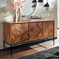 WOHNLING Sideboard 123x70x45 cm Sheesham Massivholz / Metall Anrichte mit Türen Industrial Kommode Kommodenschrank Holz Modern Standschrank Wohnzimmer