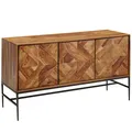 WOHNLING Sideboard 123x70x45 cm Sheesham Massivholz / Metall
