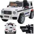 Mercedes-Benz G 63 G63 AMG V8 Biturbo Kinderauto Kinderfahrzeug Kinder Elektroauto 12V / 2x Motoren / Öffnende Türen (Weiß)