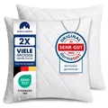 2er Set Kissen (40x40 cm) - Dekokissen für Bett und als Zierkissen - Mit Reißverschluss - Sofakissen für Couch und Sofa - Waschbar bis 60° - weiß - Weiß