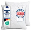 Polyester Kopfkissen (40x40 cm groß) - 2er Set Kissen für Bett und als Dekokissen - Mit Reißverschluss für Füllung - Sofakissen - Zierkissen für Couch und Sofa - Ökotex - Waschbar bis 60° - Weiß