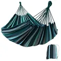 yourGEAR Cebu - XXL Hängematte 220 x 160 cm | Smaragd (Grün) oder Aqua (Blau) | bis 300 kg | Baumwolle | Tuchhängematte 2 Personen| Packtasche [Smaragd]