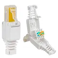 HB-DIGITAL 1x RJ45 Cat 5e Netzwerkstecker mit vergoldeten Kontakten cat.5e LAN Crimpstecker Gigabit Connector für Patchkabel, Verlegekabel CAT7 CAT6A CAT5 Kompatibel Werkzeugfrei Werkzeuglos DSL