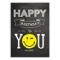 bsb A4 Geburtstagskarte Frau & Mann in 21 x 29,7 cm - Karte Geburtstag mit Smiley-Motiv - liebevolle Karten zum Geburtstag Frau - kunstvolle Geburtstagskarte Mann - Geschenkkarte