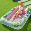 SLOOSH Aufblasbare Tanning Pool, 70" x 46" Große aufblasbarer Luftmatratze für Erwachsene mit Kissen, 4-in-1-Sonnenliege, aufblasbares Badebett, Partygeschenk, L-Cyan Rosa