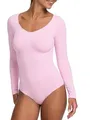 creamy fabrics cfab Shapewear Damen Body Langarm, Body Shaper Damen Bauchweg mit starker Kompression für Bauch und Taille, formender Bodysuit mit Slip-Rückenteil und Druckknopfverschluss