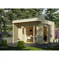 SKANHOLZ Gartenhaus "Tokio 2", Holz, BxHxT: 340 x 270 x 340 cm (Außenmaße inkl. Dachüberstand) - beige