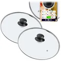 KADAX 2er Set Glasdeckel, Topfdeckel Ø28 cm, hitzebeständig, mit Griff, für Töpfe und Pfannen, Sichtkochen und spritzarmes Garen