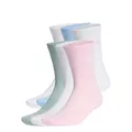 adidas Unisex CUSHIONED CREW SOCKS 6 PAIR PACK, white/clear pink/glow blue/Wonder Sage, 6-7 Years