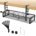 Cinati Kabelmanagement-Tablett für den Schreibtisch, ohne Bohren, Kabelablage mit Klemme für Schreibtisch-Kabelmanagement, Schreibtisch-Kabelmanagementbox für Büro, Zuhause, Keine Schäden am