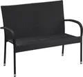 Gartenbank Bank Polyrattan PALERMO 2er Sitzbank Rattan Gartenmöbel schwarz